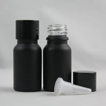 10ml juodo matinio Stiklo eterinio Aliejaus Butelis Su juodu užsukamu aliuminio dangteliu. Eterinis Aliejus Konteinerį