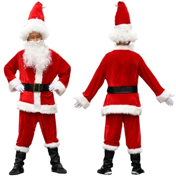 10vnt/daug Kalėdų Santa Claus Cosplay Kostiumai, Ilgi Plaukai Aksomo Medžiagos Karnavalas Šalies Išgalvotas Suknelė Kalėdų Vyrų Kostiumas