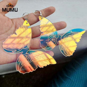2021 naujas perdėti spalvinga didelis drugelis ir asmeninį spalvingas lazerių skaidrūs auskarai 