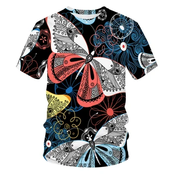 2021 Naujas Vasaros Pardavimas 3D spausdinimo Vyrų T-Shirt Mados O-Kaklo CasualShort Rankovėmis Marškinėliai Punk drugelis modelio Negabaritinių Marškinėliai