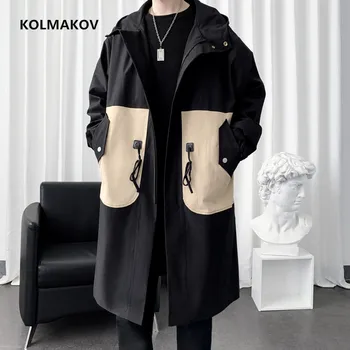 2022 naują atvykimo pavasario Švarkelis vyrų striukė mados tranšėjos paltai, rudenį mens atsitiktinis paltai ilgai stiliaus striukės dydis M-3XL FY107