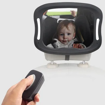 360 Laipsnių Sukimosi Automobilio Sėdynę, galinio vaizdo Veidrodėliai Kūdikių Matymo Veidrodis Nuotolinio LED Žibintai, galinio vaizdo Veidrodėliai ABS Akrilo