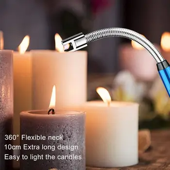 360° Elektros Lanko GRILIS Lengvesni USB Vėjo Flameless Plazmos Uždegimo Ilgai Virtuvėje, Žiebtuvėlius, Dujų Degiklio Virtuvės Žvakė dujinė Viryklė