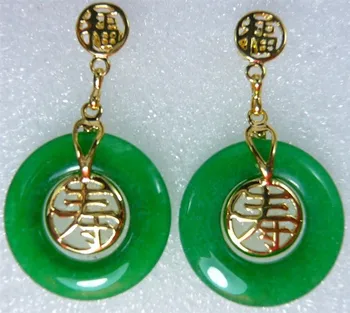 4 pasirinkimai Didmeninė green jade kinų simbolių ilgaamžiškumas,laimingi,myli, forture pasisekė auskarai#