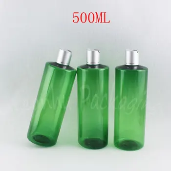 500ML Žalia Butas Peties Plastikinio Butelio , 500CC Šampūnas / Losjonas Pakuotė Butelis , Tuščias Kosmetikos Konteinerių ( 15 VNT/Lot )