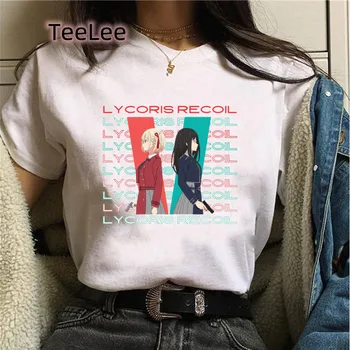 Anime Marškinėlius Moterims, Drabužiai Spausdinti Lycoris Atatranka T-Shirt Japonų Manga Tees Atsitiktinis Viršūnės Vasarą Grafinis T-shirt Drabužiai