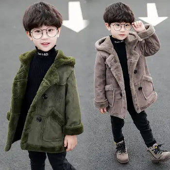 Berniukų paltai rudens ir žiemos užsienio stiliaus banga naujų vaikinų vaikų rudens korėjos tranšėjos paltai baby kailis banga