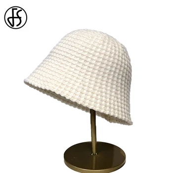 FS Rudens Žiemos Japonijos Mezgimo Žvejys Skrybėlę Moterų Balto Smėlio Lauko Šiluma Vyrų Panama Kepurė Universalus Dome Kibirą Skrybėlės