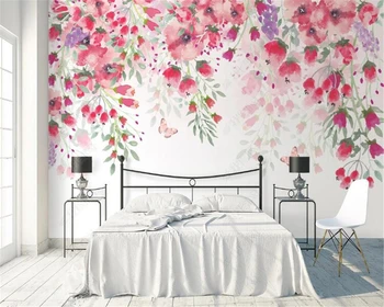 Individualizuotos fono paveikslėlį ranka-dažytos romantiškas gėlių sakura sienų tapybos namų puošybai kambarį miegamasis fone 3d tapetai