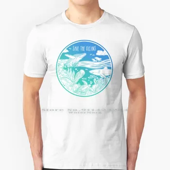 Išsaugoti Vandenynų! Marškinėliai Medvilnės 6XL Gyvūnų Žemės Dieną Gamtos Apsaugos Žalsvai Mėlyna Žalia Vandenynų Želė Žuvų, Ryklių ir Banginių