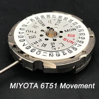Japonijoje MIYOTA 6T51 Mechaninė Žiūrėti Judėjimo Dalių Pakeitimo Laikrodį 21 Brangakmenis Dvigubai Kalendorius / Savaitės diena Data Mechanizmas