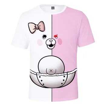 Japonijos Anime Danganronpa Monokuma Cosplay Kostiumų 3D O-Kaklo T-Shirt 2t-16t Paauglių Berniukų, Mergaičių Kawaii trumpomis Rankovėmis T-Shirt