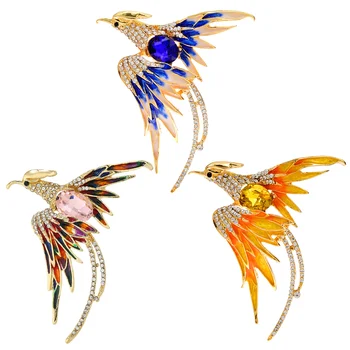 Kalnų Krištolas Emalio Phoenix Sagės Moterų Mados Paukščių Pin Spalvingas Dizainas Reikmenys, Gyvūnų Papuošalai Phoenix Paukščių Sagės