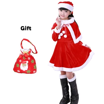 Kalėdų Cosplay Apranga 3/4 Dalių Komplektas Vaikams Vaikų Kalėdų Senelio Kostiumas Kūdikių X-Mas Suknelė/Kelnės+Viršūnes+Hat+Apsiaustu+Diržas Berniukų, Mergaičių