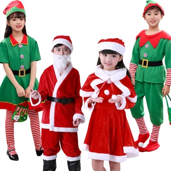 Kalėdų Mergina Santa Claus Cosplay Kostiumų Berniuko Drabužių Pridedami Skrybėlę Festivalis Drabužius Naujųjų Metų Unisex Šalis