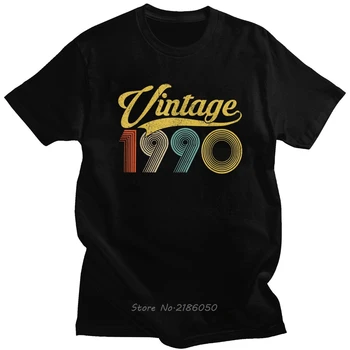 Miesto Derliaus 1990 30 Metų, T-marškinėliai Vyrams trumpomis Rankovėmis Atspausdintas Retro 30-ąjį Gimtadienį Tee Medvilninius sportinius Marškinėlius, Dovanų Harajuku