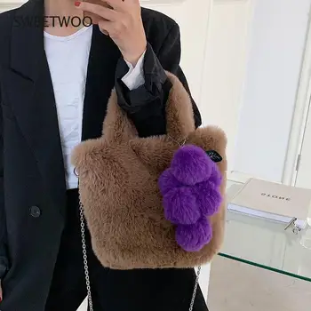 Moteris maišo 2021 m. rudens ir žiemos naujas pliušinis maišelį korėjos mielas pliušinis messenger mažas maišelis nešiojamų tote bag
