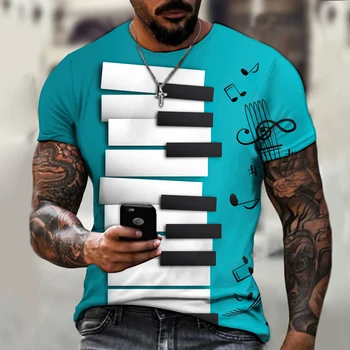 Muzikos Pastaba Modelis Naujas 3D Print T-Marškinėliai, vyriški Lycra Poliesteris Trumpas Rankovės Mados Negabaritinių Vasaros Suknelė Marškinėliai Negabaritinių marškinėlius