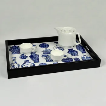 Mėlynos ir baltos spalvos porceliano Kinijos elementas retro stiliaus keramikos arbatos plokštės kietosios priėmimo dėklas vaisių dėklas