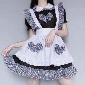 Nauja Japonų Mielas Kambarinės Apranga Lolita Saldus Pledas Suknelė Moterims Anime Cosplay Kostiumai Babydoll Mokyklos Mergina Studentų Vienodas XS-4XL