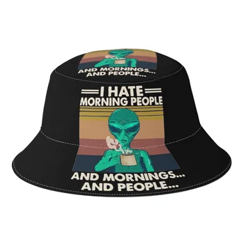 Naujas Unisex Aš Nekenčiu Ryto Žmonės Juokinga Kempingas Dovanos Kibiro Kepurę Moterims Vasaros Saulės Panamos Vyrų Paplūdimio Žvejybos Hat