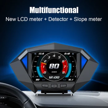 Nuolydis Metrų P1 Automobilių HUD Ekranas Head Up Display Šlaito Pasvirimo Metrų OBD2 GPS Dual Sistemos, Automobilis Skaitmeninis Spidometras