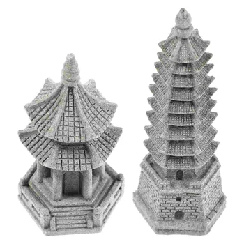 Pagoda Bokštas Mini Statula Sodo Miniatiūriniai Lauko Dekoro Zen Azijos Skulptūra Žibintų Figurinesornament Dekoratyviniai Akmens Fėja