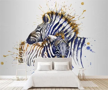 papel de parede modernus minimalistinio akvarelė zebra rašalo abstrakčiai miegamojo kambarį fono sienos 3d tapetai