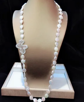 Rankomis rišti natūralus baltas mygtukas formos perlas micro apdaila cirkonis karoliai bižuterijos 35