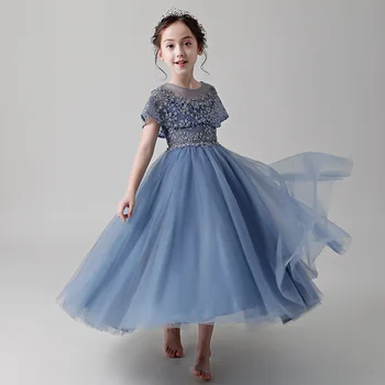 Vaikų suknelė 2021 naujas reljefiniai siūlai fortepijono atlikimo kostiumas priimančiosios suknelė podiumo Lolita mergaitė princesė suknelė