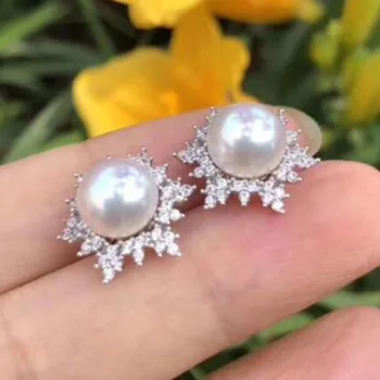 žavinga pora 8.5-9mm pietų jūros perlų auskarai 925silver